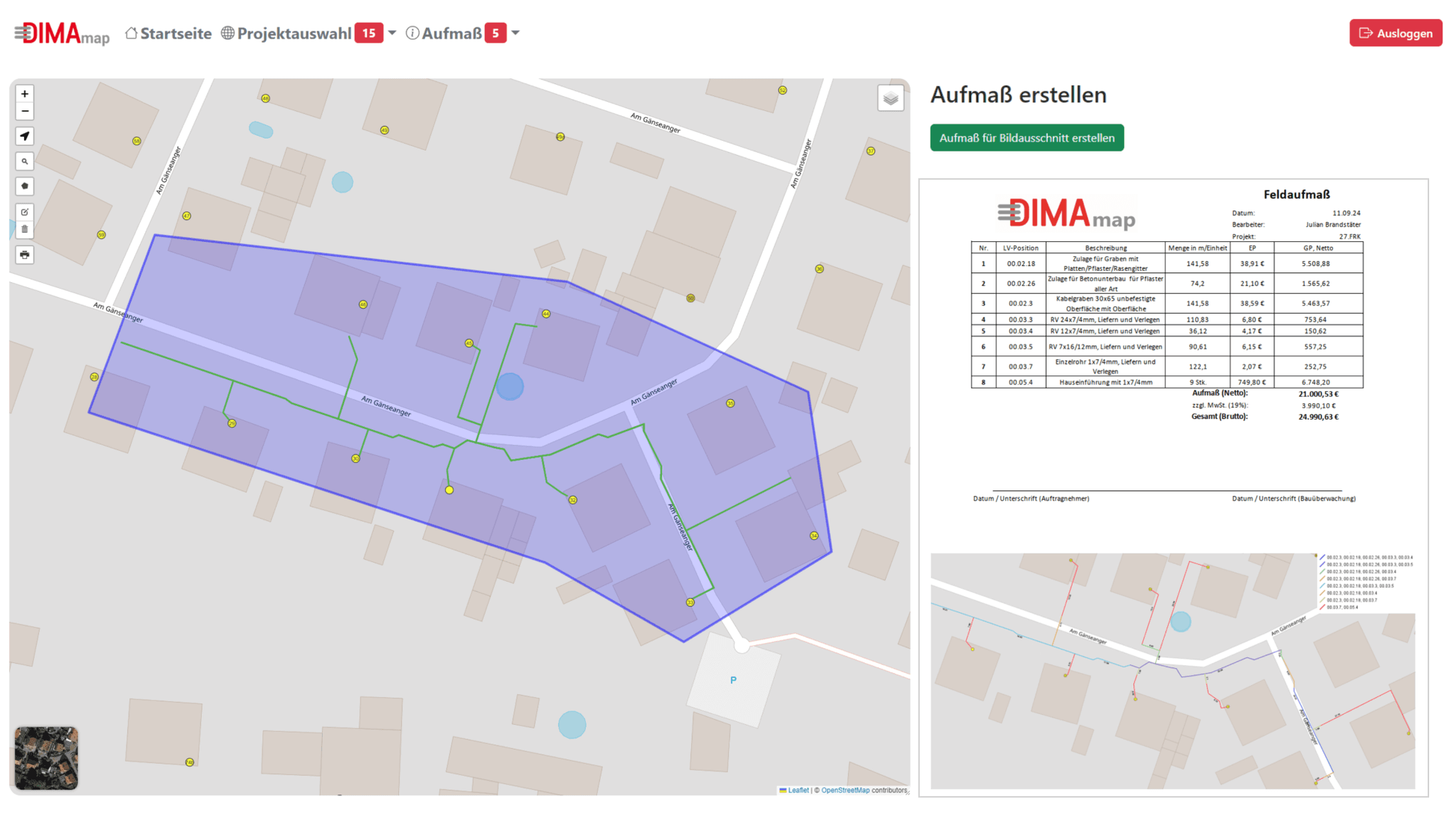 Baustellenabrechnung